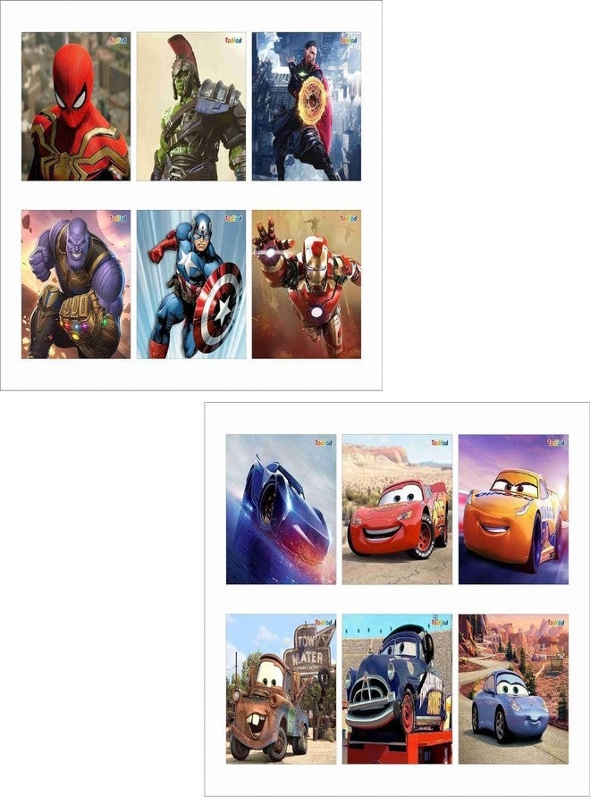 TodFod Wooden Jigsaw Puzzles 54 Pieces 6 in 1, Anime Cartoon Characters Educational Toy for Age 3+ Kids & Children Preschool Learning (Set of 2) (Avengers & Cars) - Image 1